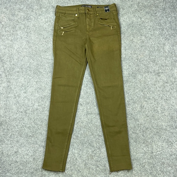 Abercrombie & Fitch Jeans Women 26x29 Olive Green The Super Skinny High Rise NEW - Picture 1 of 16